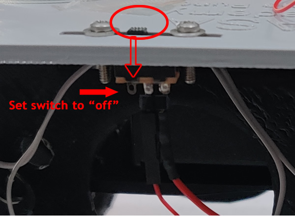 connect red wire and switch sets to off